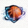 电竞篮球比分网 Logo - 一个结合了篮球和电竞元素的绿色盾牌图标